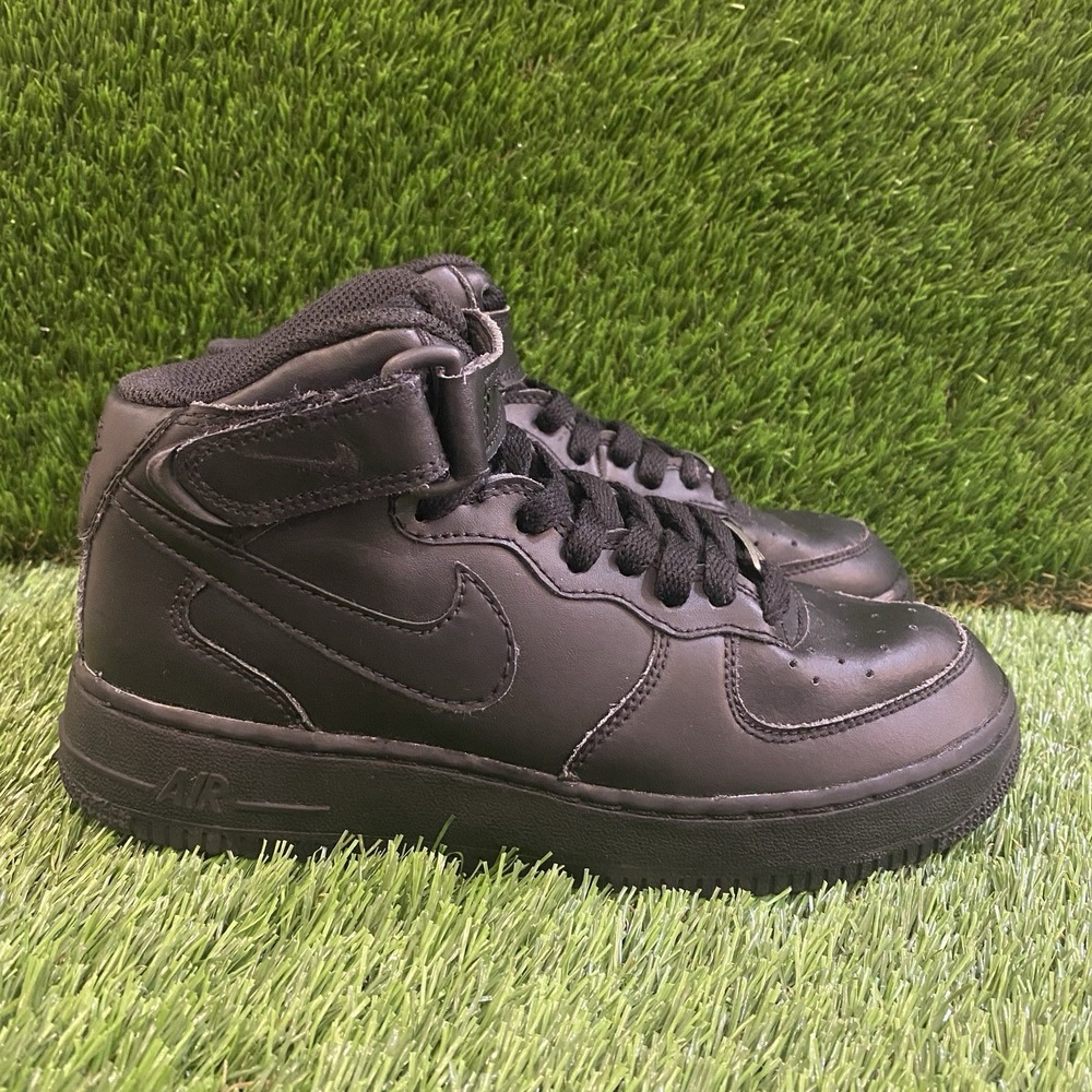 NIKE Air Force 1 Mid(GS) Triple Black 314195 004 - Sz 4 ,‎ No Insoles
